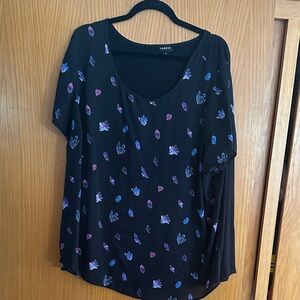 Torrid Black Tee with Vibrant Accents